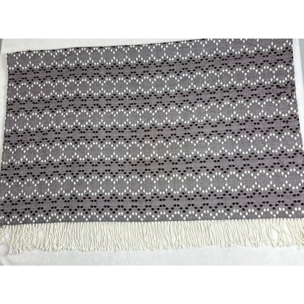 West Elm Throw Blanket Diamond Dot Decorative Burgundy White 44x56 Fringe